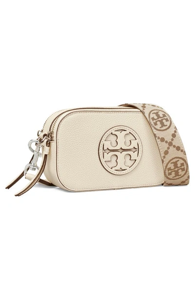 Shop Tory Burch Mini Miller Leather Crossbody Bag In New Ivory