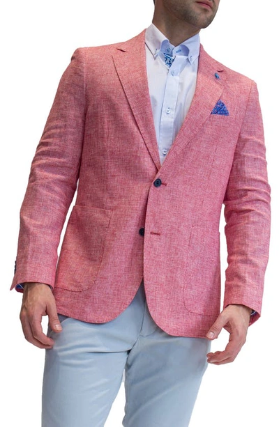 Shop Tailorbyrd Micro Houndstooth Linen Blend Sportcoat In Red