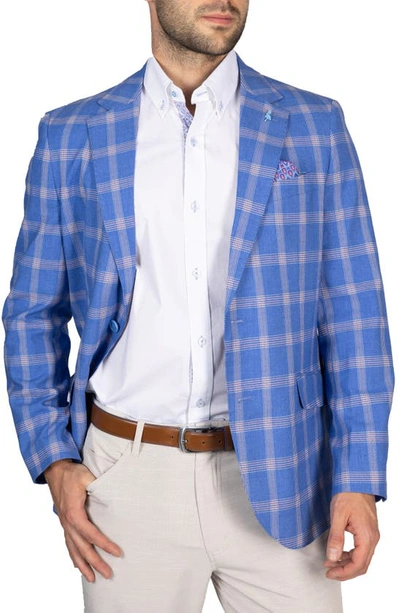 Shop Tailorbyrd Windowpane Plaid Two Button Notch Lapel Blazer In Royal