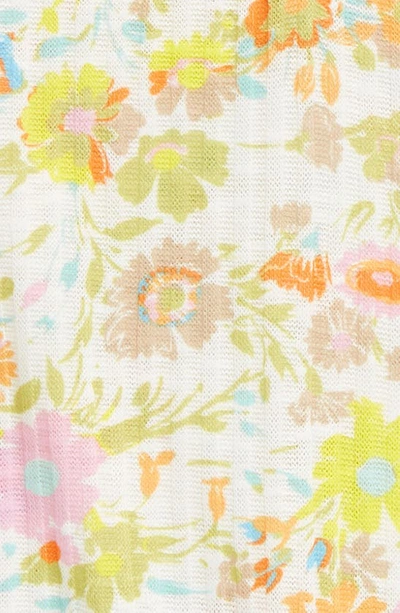 Love, Fire Kids' Rib Henley Tank In Ivory Neon Floral