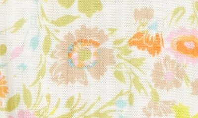 Love, Fire Kids' Rib Henley Tank In Ivory Neon Floral