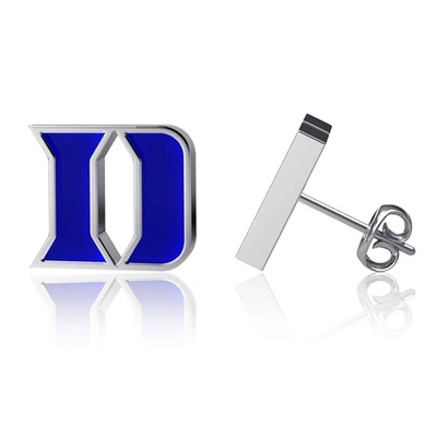 Shop Dayna Designs Duke Blue Devils Enamel Post Earrings In Silver