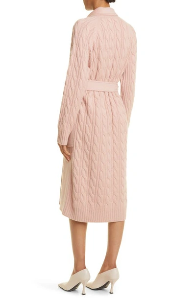 Shop Max Mara Hello Knit Wool & Cashmere Contrast Coat In Pink