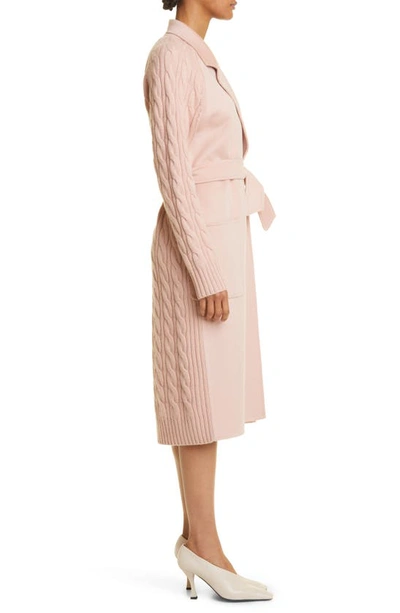 Shop Max Mara Hello Knit Wool & Cashmere Contrast Coat In Pink