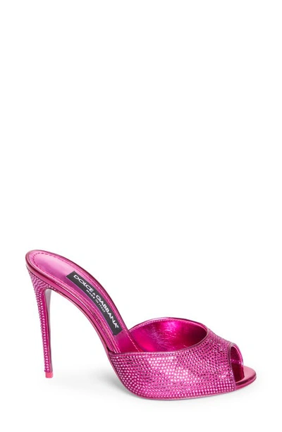 Shop Dolce & Gabbana Keira Crystal Embellished Open Toe Sandal In Fuchsia
