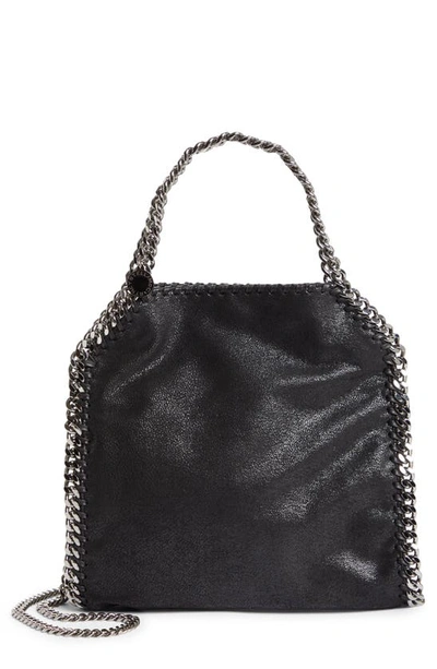 Shop Stella Mccartney Mini Falabella Faux Leather Tote In Black W/ Silver