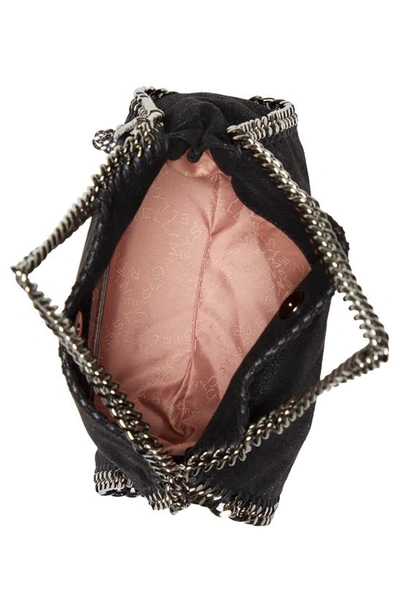 Stella Mccartney Falabella Mini Tote In Metallic Black Vegan Leather In Black W/ Silver