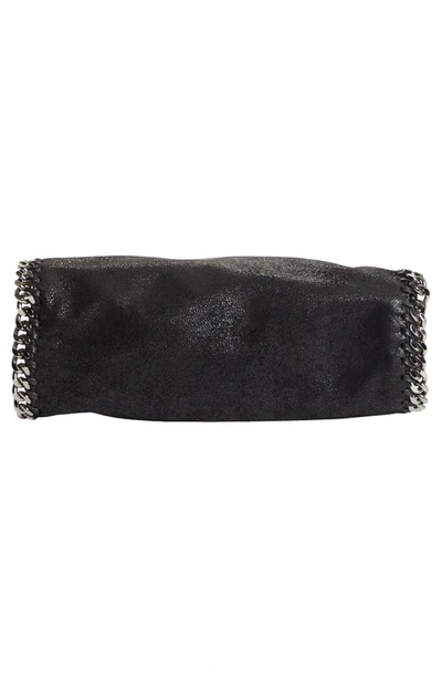 Stella Mccartney Falabella Mini Tote In Metallic Black Vegan Leather In Black W/ Silver