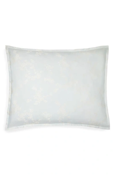 Shop Sferra Salara Floral Cotton Sateen Sham In Aquamarine