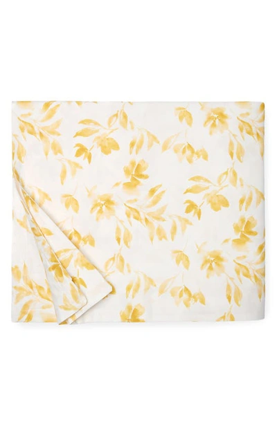 Shop Sferra Procida Floral Cotton Percale Duvet Cover In Banana
