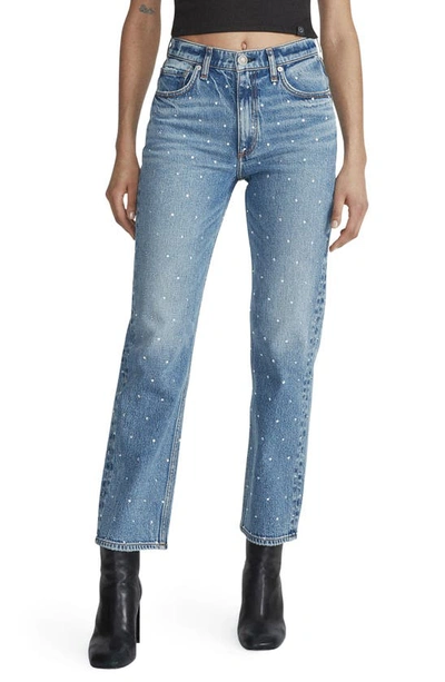 Shop Rag & Bone Harlow Rhinestone Straight Leg Jeans In Evjewel