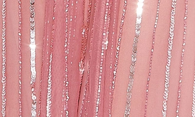 Mac Duggal Beaded Stripe Mesh A-line Gown In Rosewood