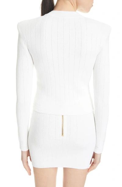 Balmain Short White Fitted Dress With Buttons