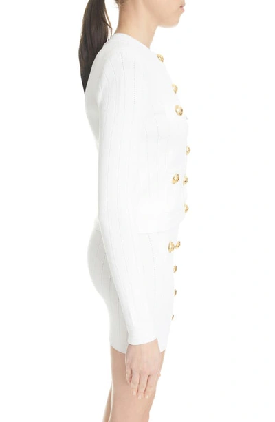 Balmain Short White Fitted Dress With Buttons