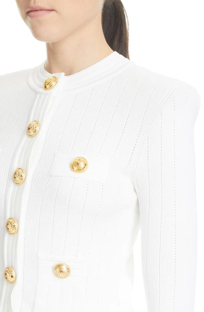 Balmain Short White Fitted Dress With Buttons