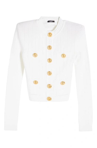 Balmain Short White Fitted Dress With Buttons