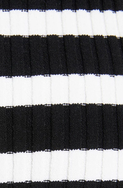 Shop Balmain Stripe Button Detail Cotton Knit Skirt In Eab Black/ White