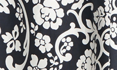 Shop Carolina Herrera Floral Asymmetric Bow Detail Midi Dress In Black/ White