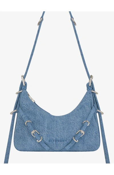 Shop Givenchy Mini Voyou Denim Hobo In Medium Blue