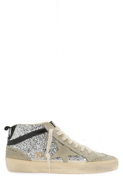 Shop Golden Goose Mid Star Glitter Sneaker In Silver/ Taupe/ Black
