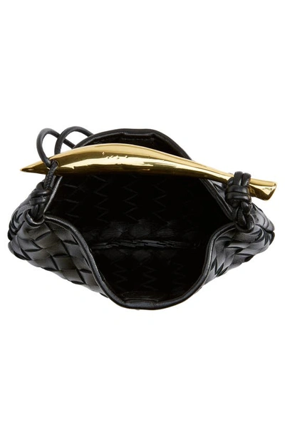 Shop Bottega Veneta Sardine Intrecciato Crossbody Bag In 1019 Black-m Brass