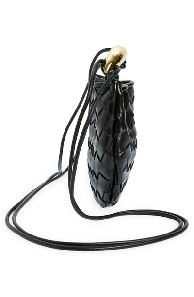 Shop Bottega Veneta Sardine Intrecciato Crossbody Bag In 1019 Black-m Brass