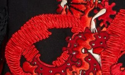Shop Christian Louboutin Small Flamencaba Embroidered Canvas Tote In B283 Black/ Multi/ Black