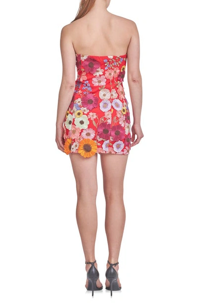 Shop Endless Rose Floral Embroidery Strapless Sheath Dress In Red