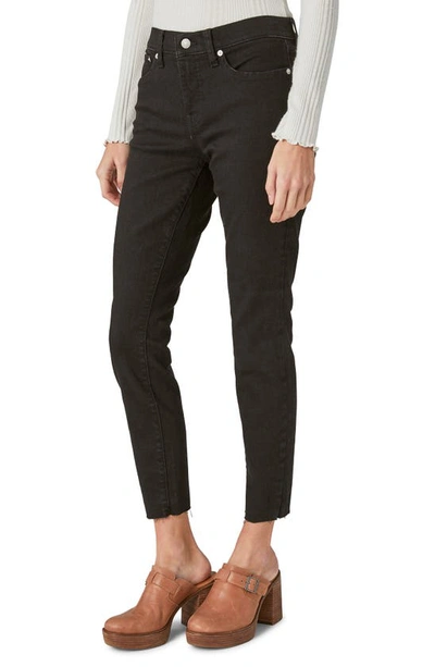 Shop Lucky Brand Ava Raw Hem Mid Rise Skinny Jeans In Clean Black