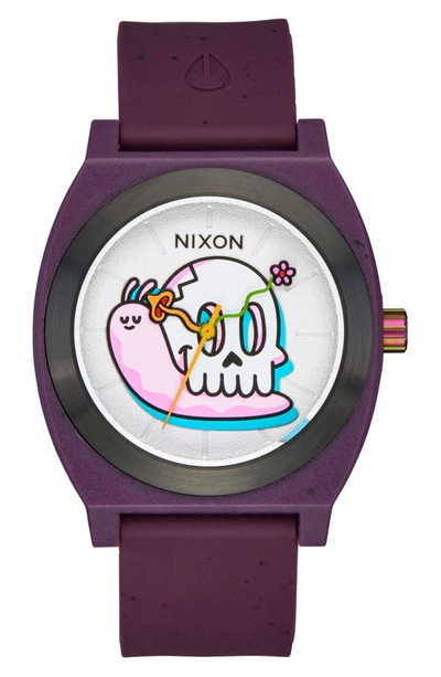 Shop Nixon X Hannah Eddy Time Teller Opp Silicone Strap Watch, 39.5mm In Purple