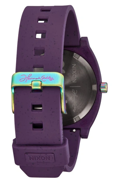 Nixon X Hannah Eddy Time Teller Opp Silicone Strap Watch, 39.5mm In Purple