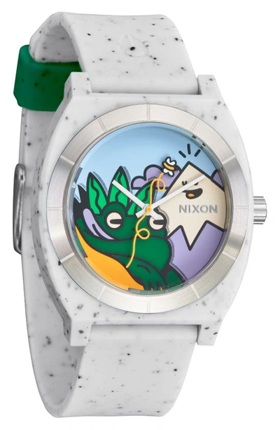 Nixon X Hannah Eddy Time Teller Opp Silicone Strap Watch, 39.5mm In White