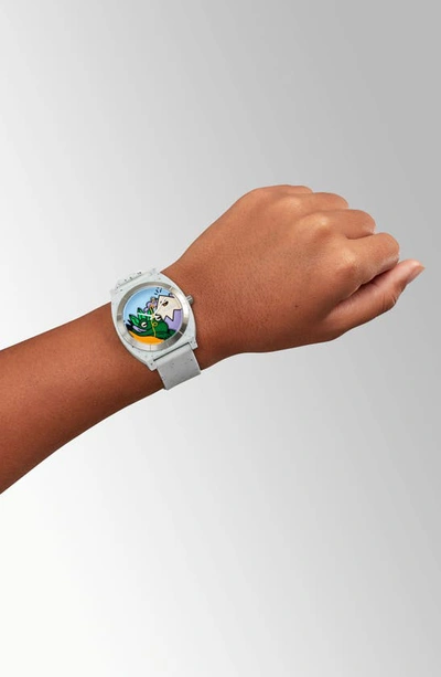 Shop Nixon X Hannah Eddy Time Teller Opp Silicone Strap Watch, 39.5mm In White
