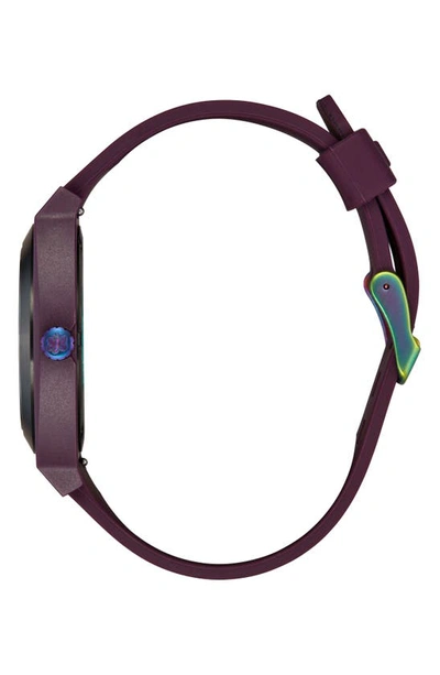 Nixon X Hannah Eddy Time Teller Opp Silicone Strap Watch, 39.5mm In Purple