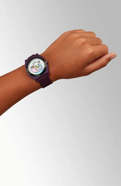 Nixon X Hannah Eddy Time Teller Opp Silicone Strap Watch, 39.5mm In Purple