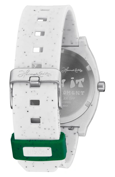Shop Nixon X Hannah Eddy Time Teller Opp Silicone Strap Watch, 39.5mm In White