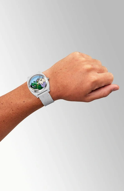 Nixon X Hannah Eddy Time Teller Opp Silicone Strap Watch, 39.5mm In White