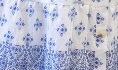 Blu Pepper Geo Print Button-up Midi Dress In Blue