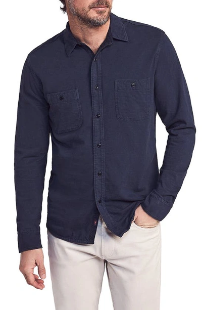 Shop Faherty Knit Seasons Organic Cotton Button-up Shirt In Blue Nights