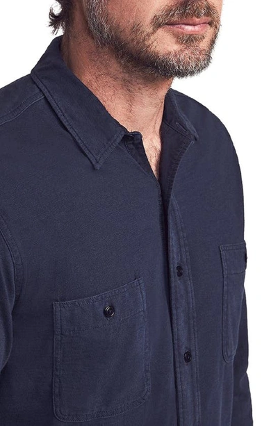 Shop Faherty Knit Seasons Organic Cotton Button-up Shirt In Blue Nights