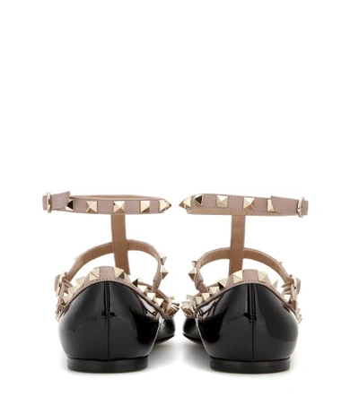 Rockstud patent leather ballerinas