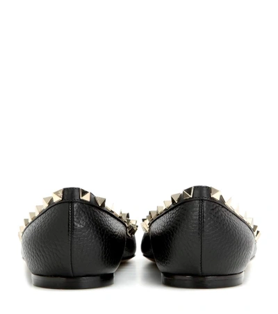 Rockstud leather ballerinas