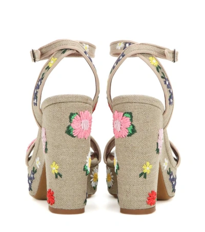 Shop Tabitha Simmons Calla Meadow Embroidered Sandals In Eatural Lieee