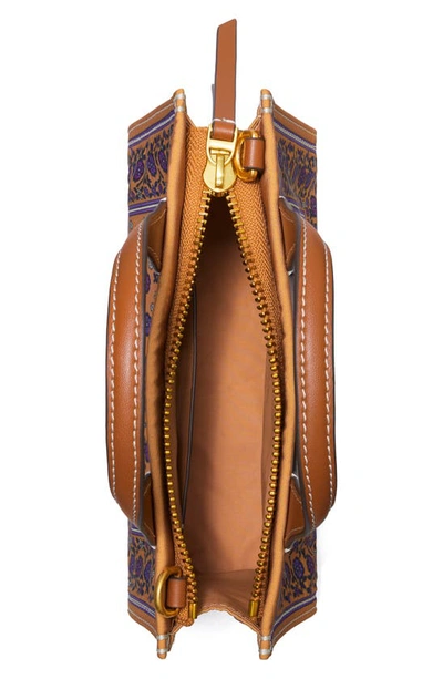 Tory Burch Mini Ella Floral Print Tote In Brown Floral Daisy Border