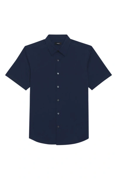 Shop Theory Irving Short Sleeve Button-up Shirt In Eclipse - B7h