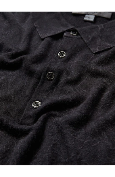 Shop John Varvatos Chatham Regular Fit Textured Wool Blend Polo In Black