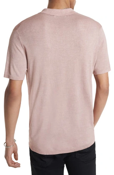 John Varvatos Chatham Regular Fit Textured Wool Blend Polo In Antique Pink