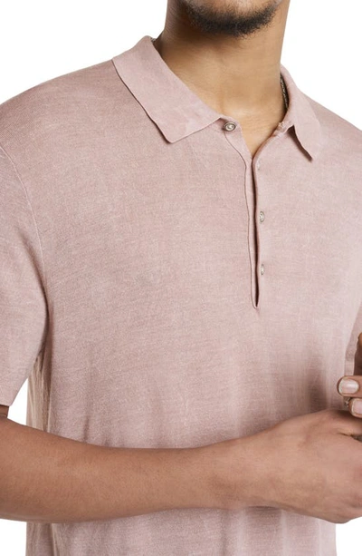 John Varvatos Chatham Regular Fit Textured Wool Blend Polo In Antique Pink