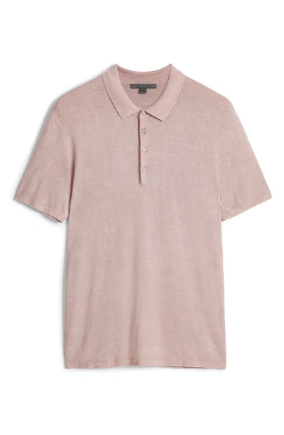 John Varvatos Chatham Regular Fit Textured Wool Blend Polo In Antique Pink