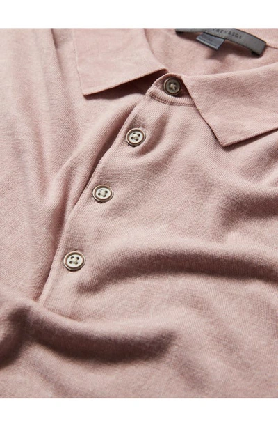 Shop John Varvatos Chatham Regular Fit Textured Wool Blend Polo In Antique Pink